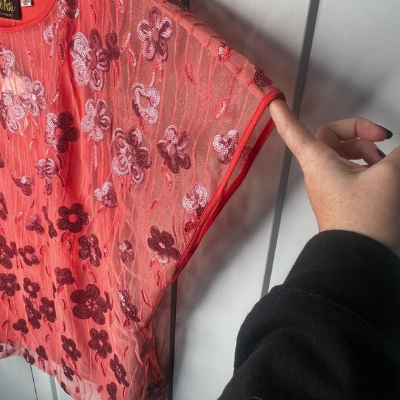 Bob Mackie NWT 2 Piece Tank + Mesh Floral Poncho Women's Plus Size 2X - Picture 2 of 7